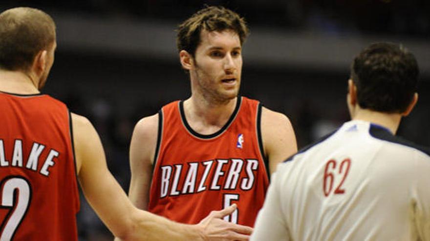 Rudy Fernández durante un partido de los Trail Blazers.