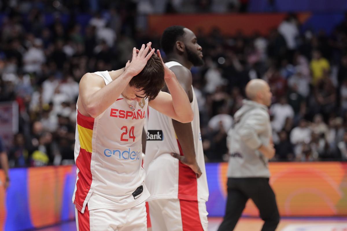 Jakarta (Indonesia), 22/08/2023.- Spain team player reacts after the FIBA Basketball World Cup 2023 group stage second round match between Spain and Canada in Jakarta, Indonesia, 03 September 2023. (Baloncesto, España) EFE/EPA/MAST IRHAM