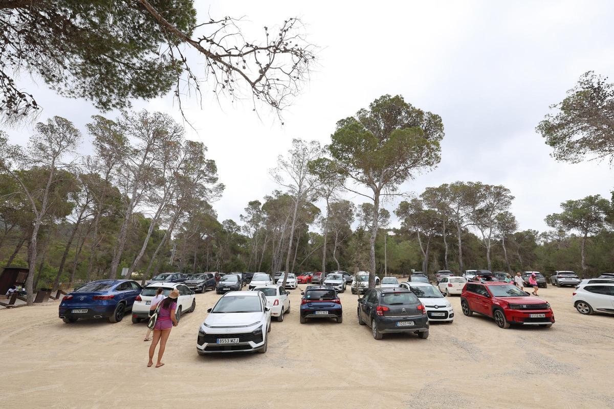 Todas las imágenes del primer día de restricciones de acceso al parking de Cala Salada
