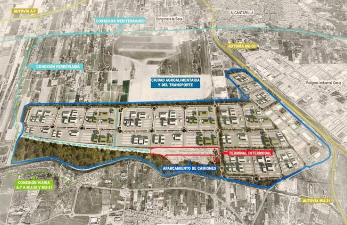 Mapa de ubicación del aparcamiento de camiones en la ZAL de Murcia