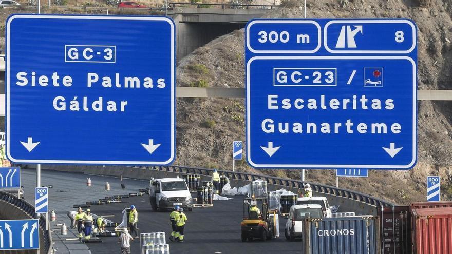 El viaducto del Guiniguada recupera el tráfico este domingo en sentido norte y cierra hacia el sur