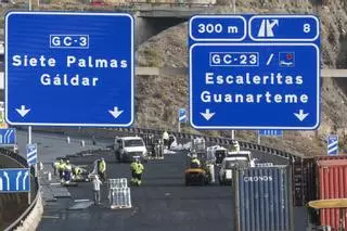 El viaducto del Guiniguada recupera el tráfico este domingo en sentido norte y cierra hacia el sur