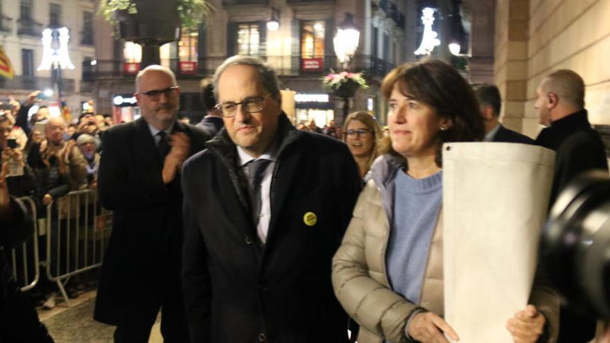 El president de la Generalitat, Quim Torra, amb la presidenta de l&#039;ANC, Elisenda Paluzie