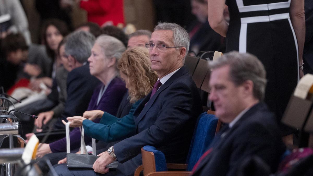 El secretario general de la Organización del Tratado del Atlántico Norte (OTAN), Jens Stoltenberg, durante la sesión plenaria de la tercera jornada de la 68º sesión anual de la Asamblea Parlamentaria. Alberto Ortega / EP