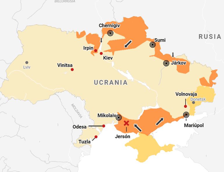 Mapa de la guerra entre Rusia y Ucrania: ¿cuáles son las zonas más afectadas?