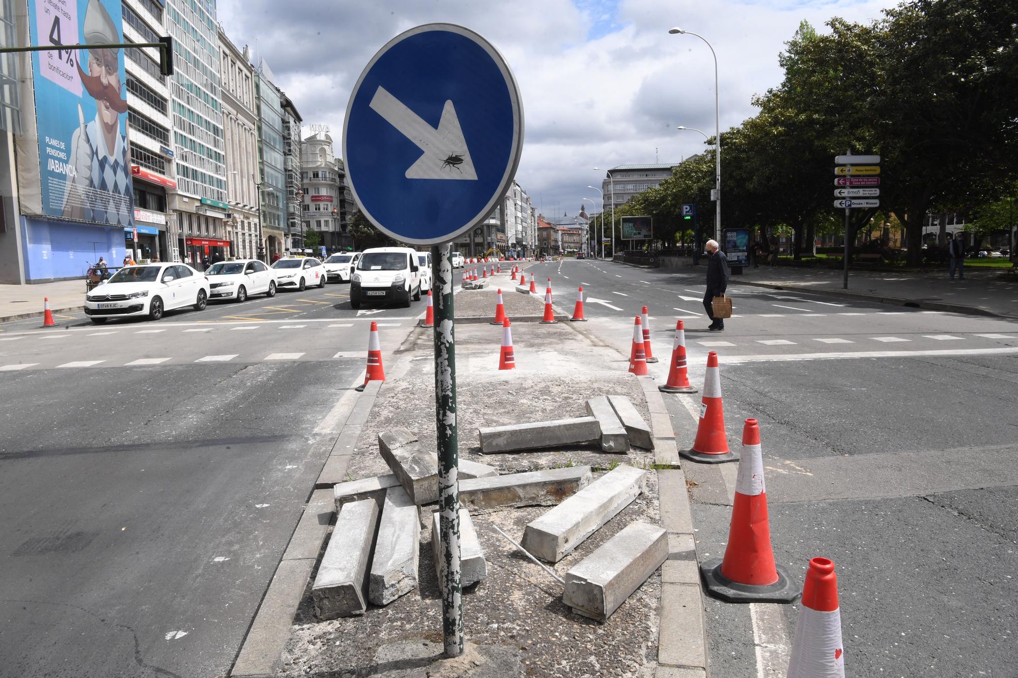 Obras de peatonalización en los Cantones