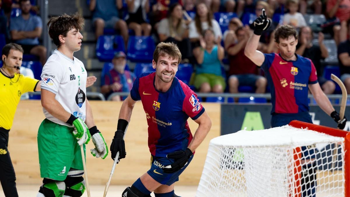 Marc Grau celebra un gol en la final