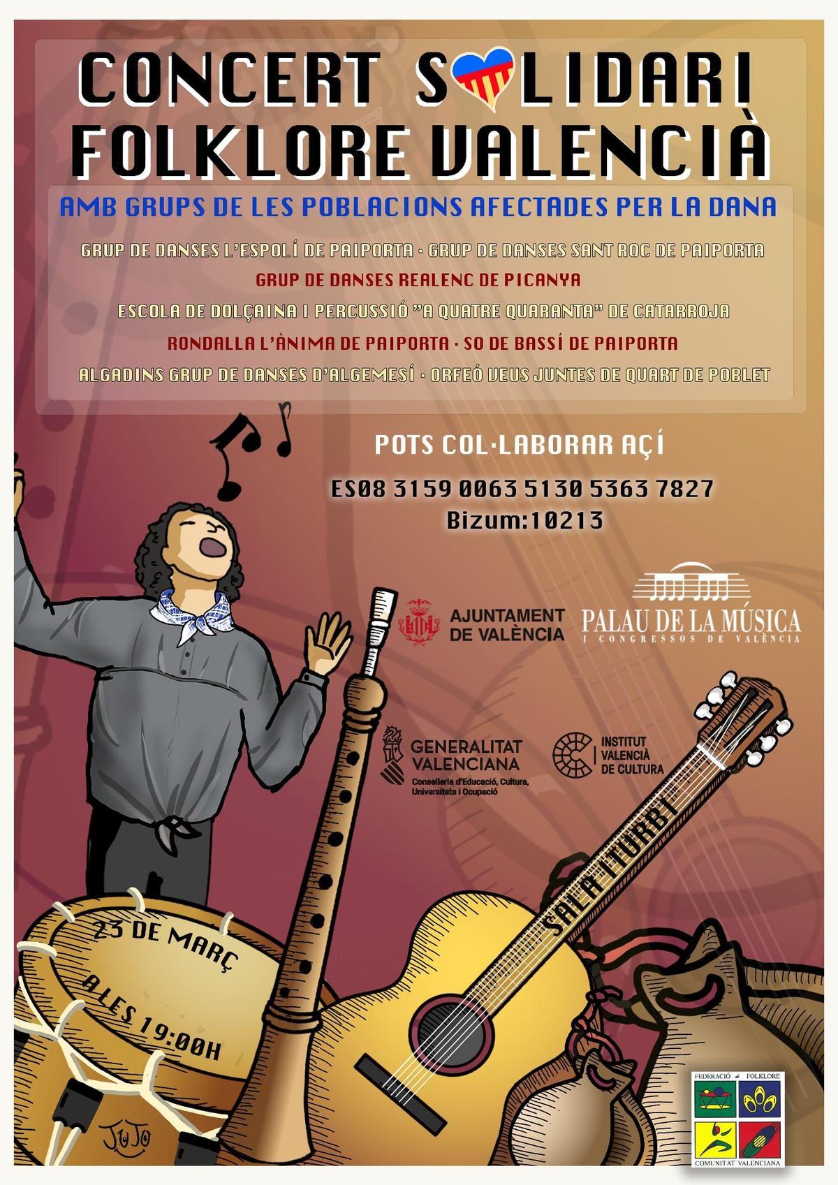 Cartel del concert solidari de folklore este 23 marzo.