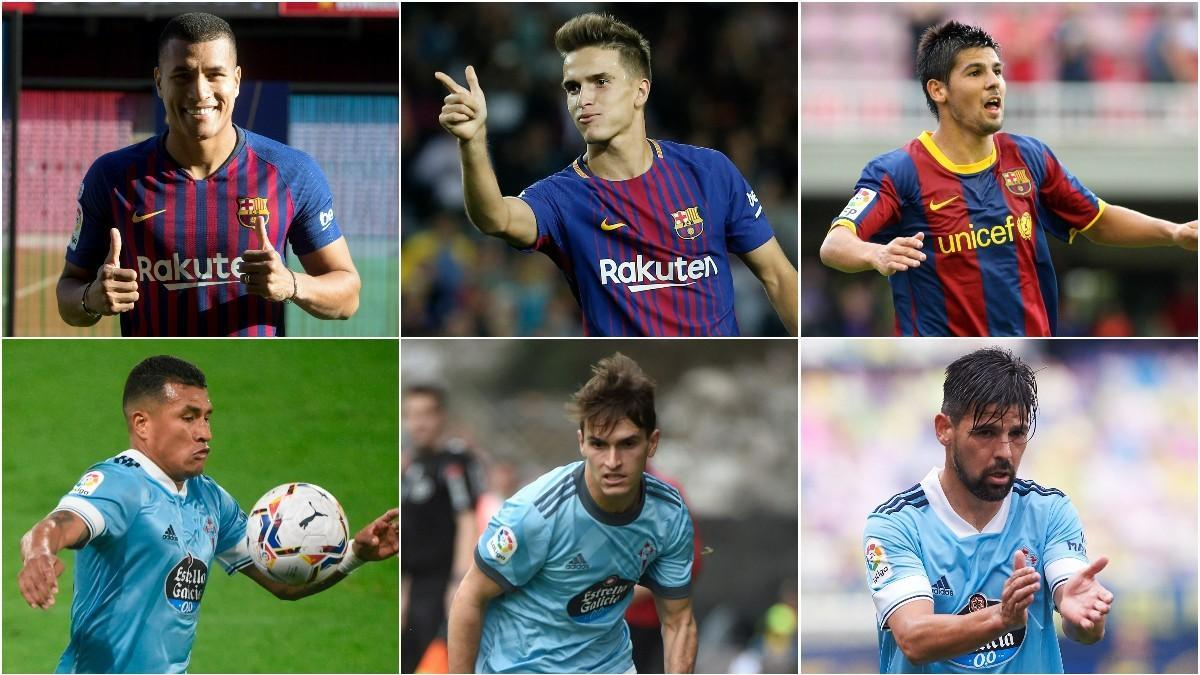 Jeison Murillo, Denis Suárez y Nolito en sus etapas en el Barça y Celta