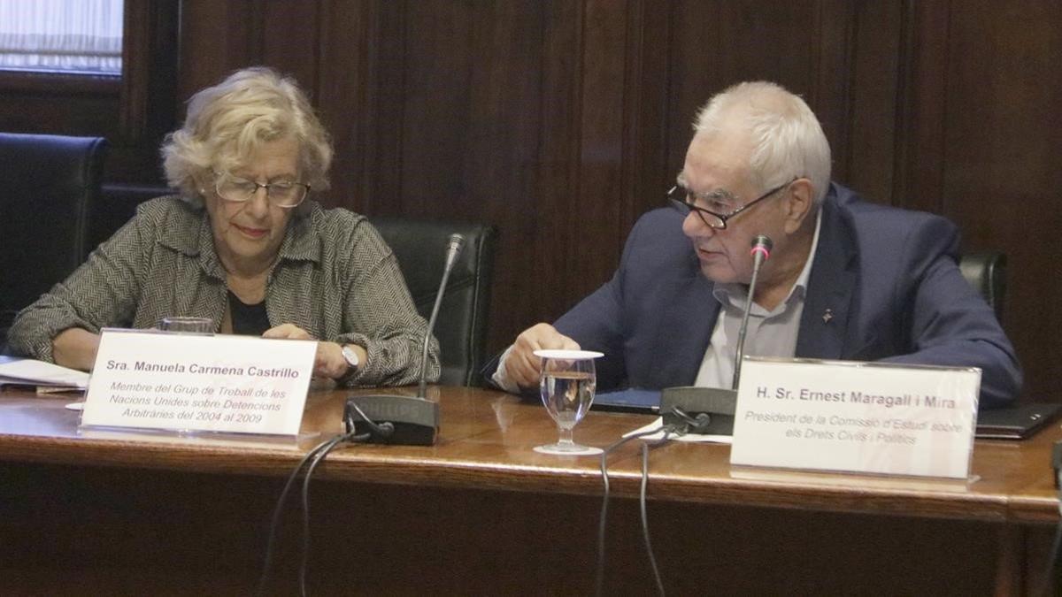 Carmena y Maragall, en la comisión de estudio sobre Derechos Civiles y Políticos del Parlament, el 29 de noviembre del 2019