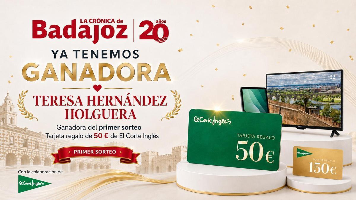 Ganadora primer sorteo 20 aniversario de La Crónica de Badajoz