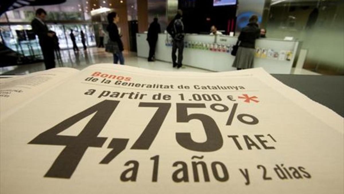 Publicidad de los bonos patrióticos de la Generalitat de Catalunya en el 2008.