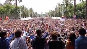 Mítin de En Comú Podem en Barcelona durante la campanya del 26-J del 2016.