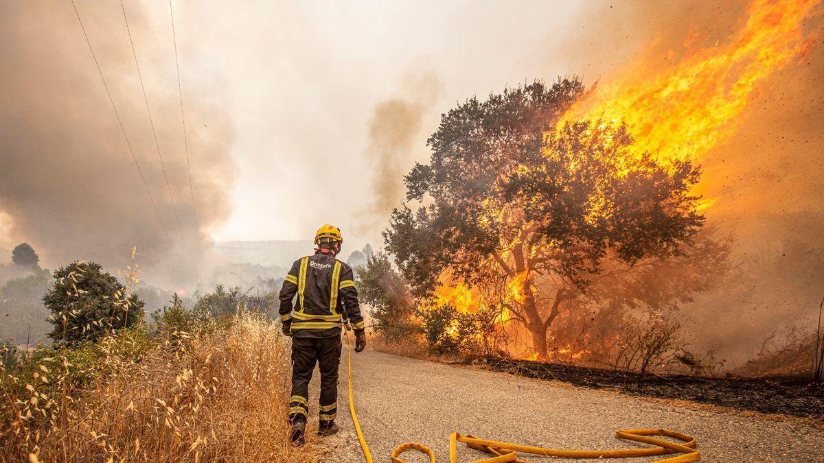 Trabajos de extinción el incendio en la tarde de este lunes.