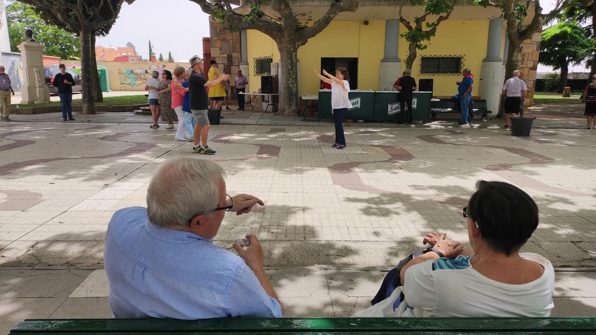 Un momento del baile vermú en los paseos de la Mota.