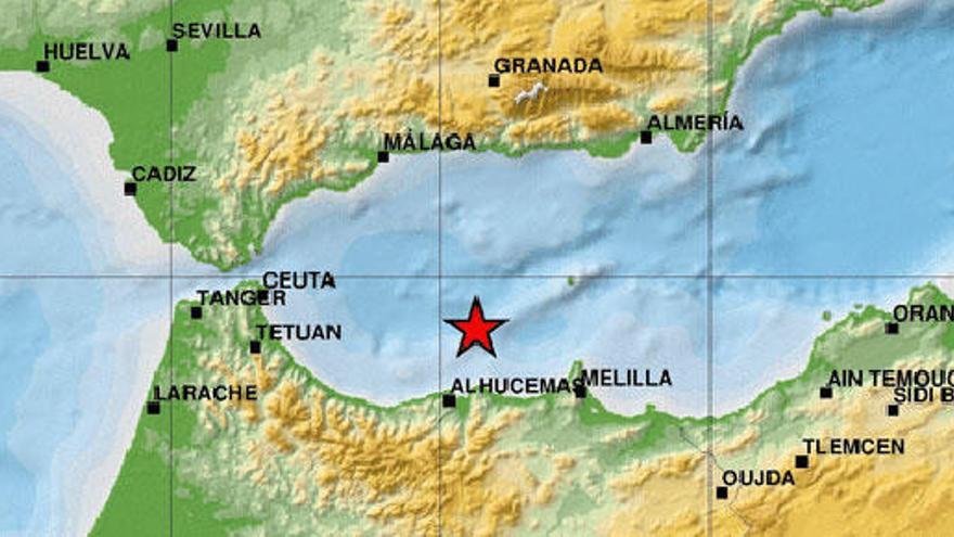 El epicentro del último terremoto en el Mar de Alborán.