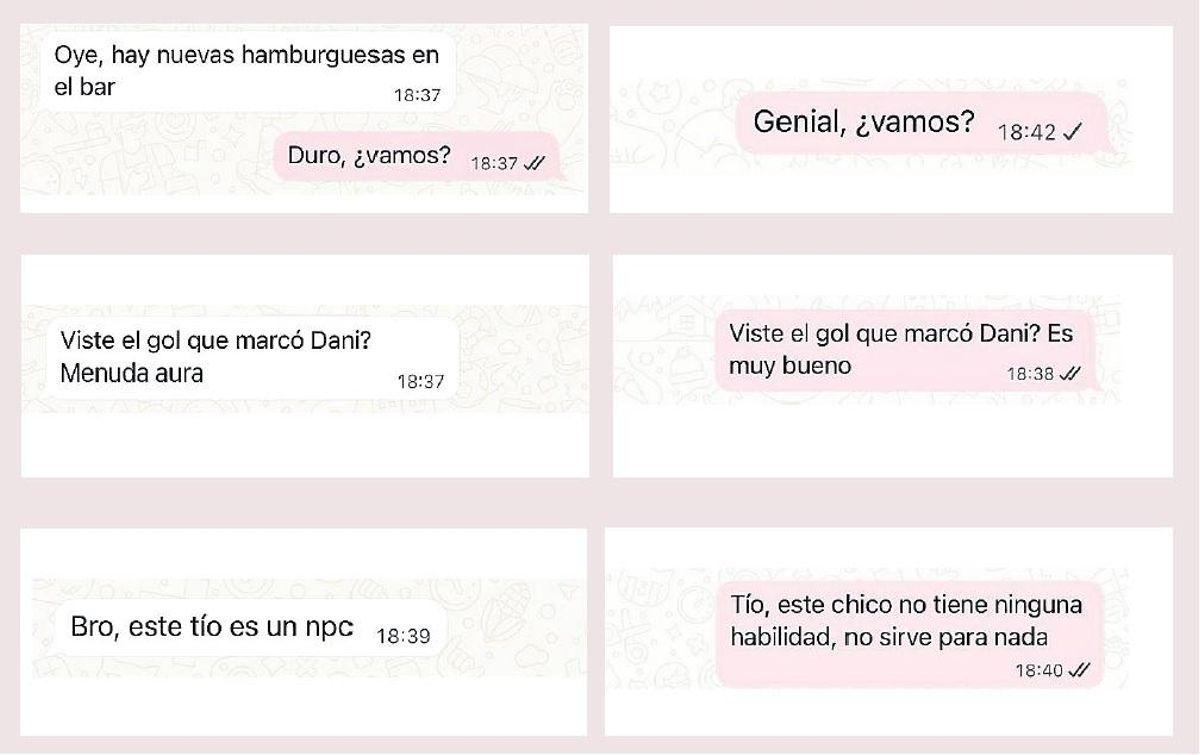 Mensajes con expresiones de la Generación Alfa.