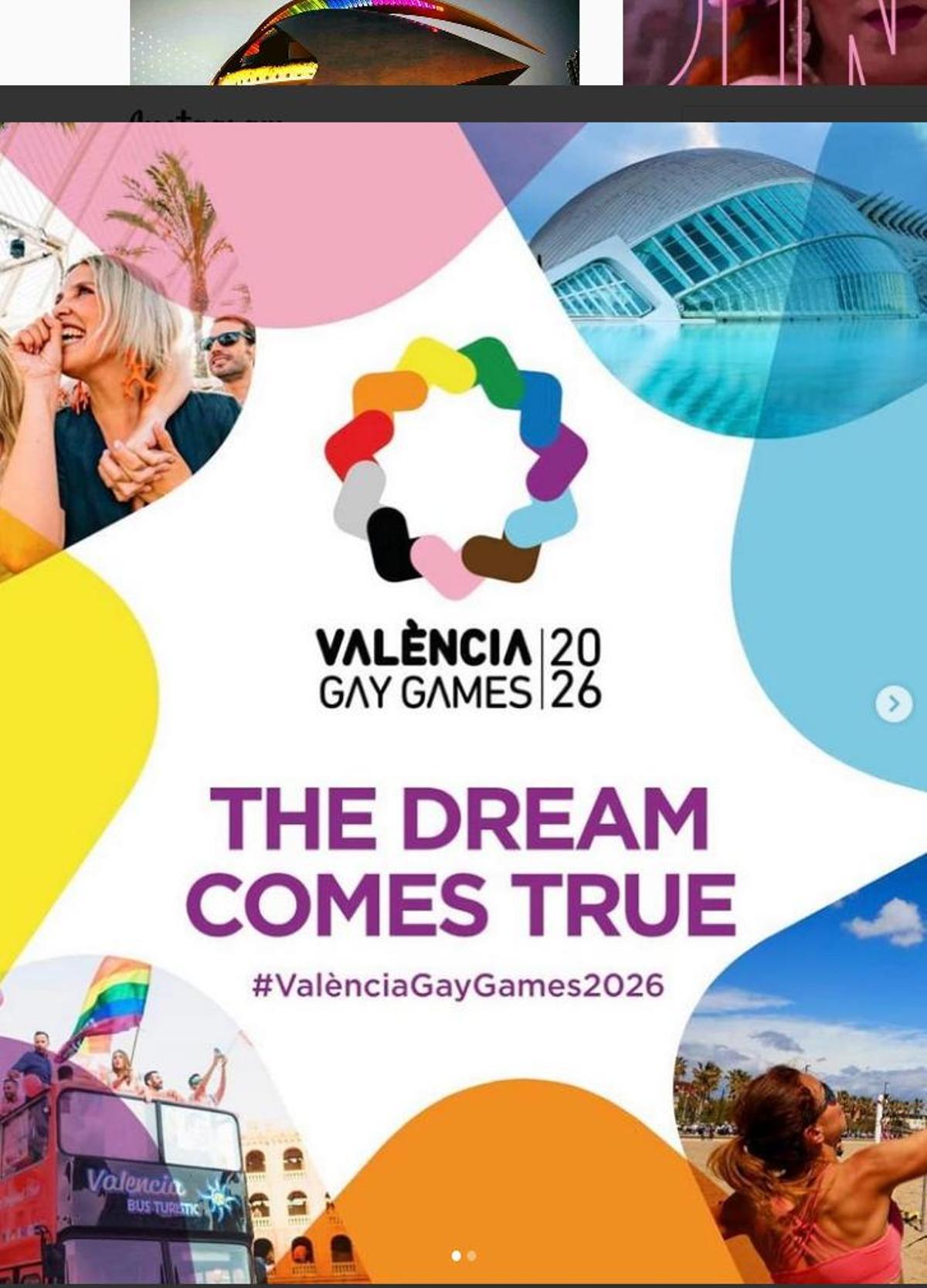 Cartel anunciador de los Gay Games 2026 en Valencia