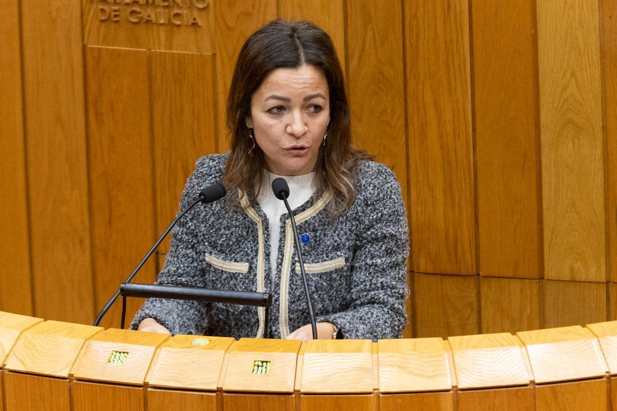 Marta Villaverde durante su intervención en el Parlamento de Galicia.