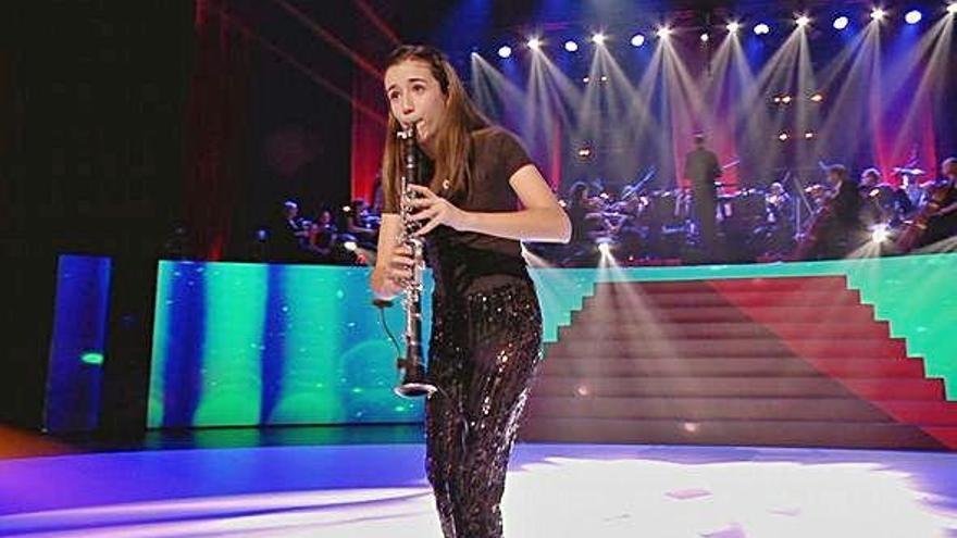 La joven clarinetista coruñesa Carla Gómez, durante una de sus actuaciones en &#039;Prodigios&#039;.