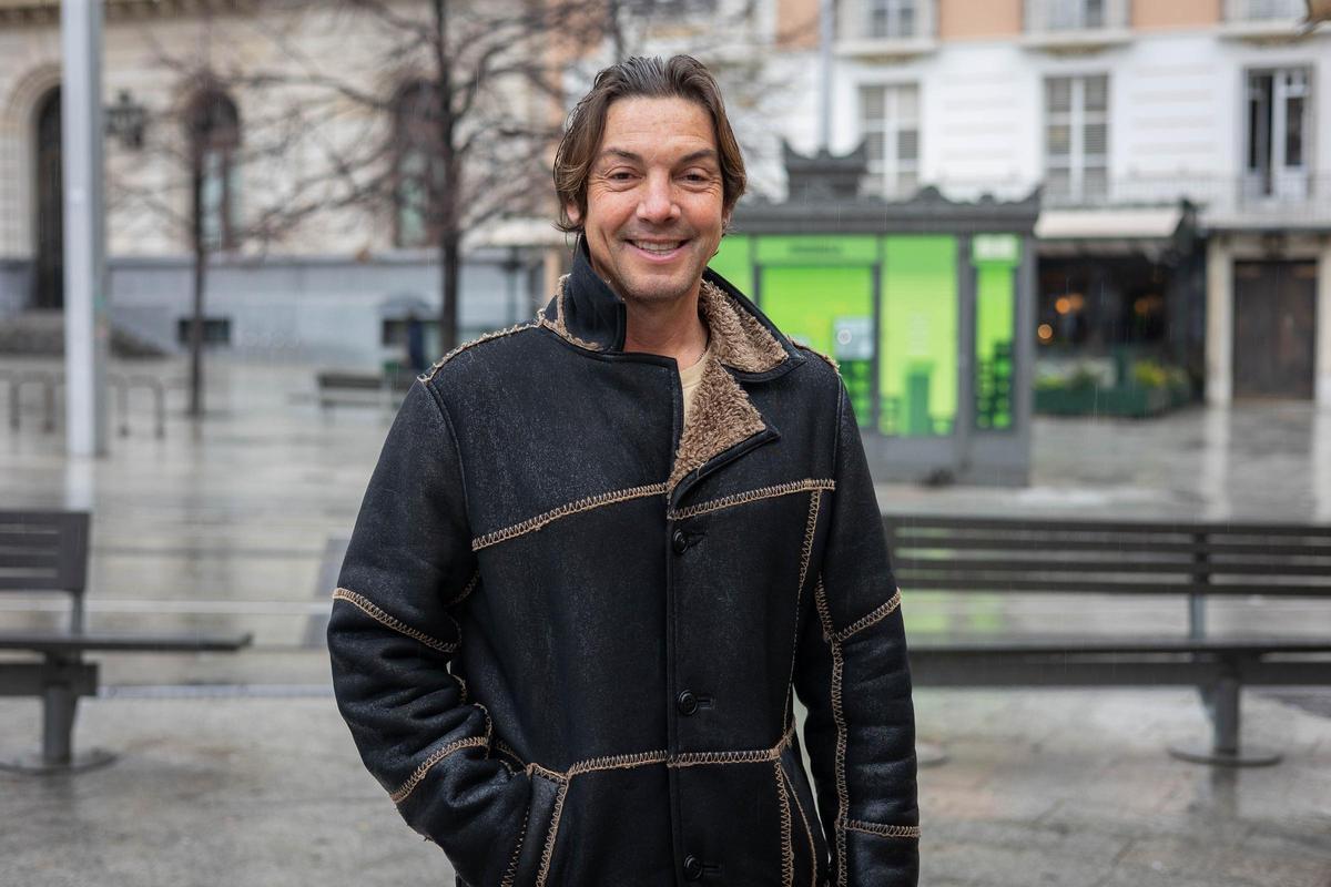 Nacho Rubio, este viernes en la plaza España de Zaragoza.