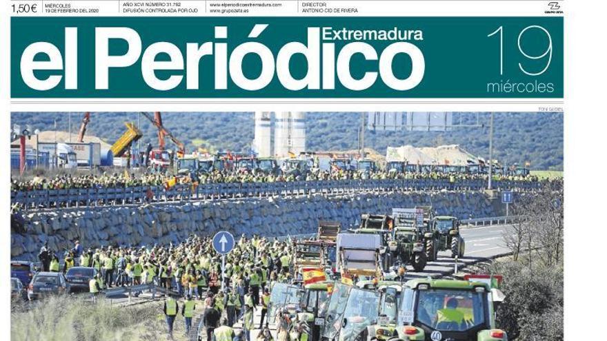 Esta es la portada de EL PERIÓDICO EXTREMADURA correspondiente al día 19 de febrero del 2020