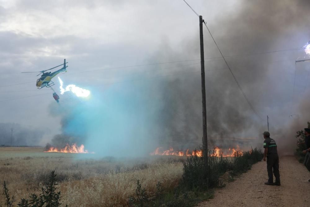 El incendio en el polígono industrial Campo de aviación de Coreses, en imágenes