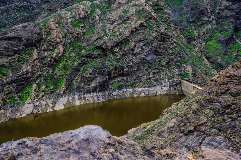 Presas de La Aldea y Artenara tras el paso de Filomena