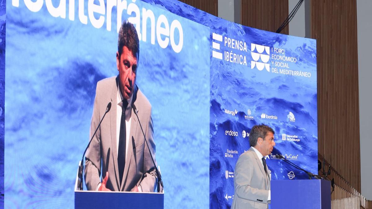 El president de la Generalitat, Carlos Mazón, interviene en el Foro Mediterráneo.