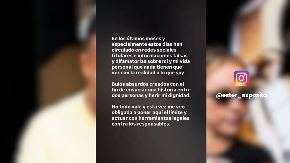 El comunicado de la actriz en sus redes sociales.