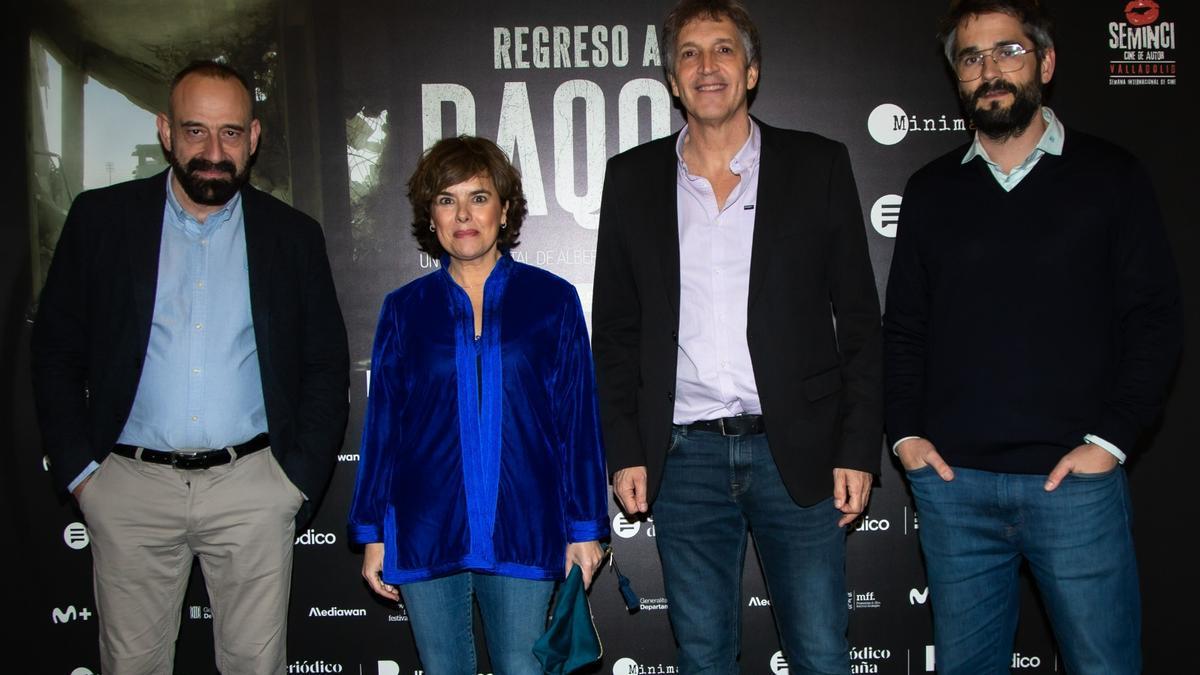 Marc Marginedas, Soraya Sáenz de Santamaría, Albert Solé y Raúl Cuevas.