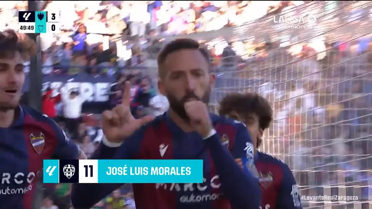 El 3-0 del Levante en el Levante 5-2 Zaragoza de la jornada 36 de LaLiga Hypermotion