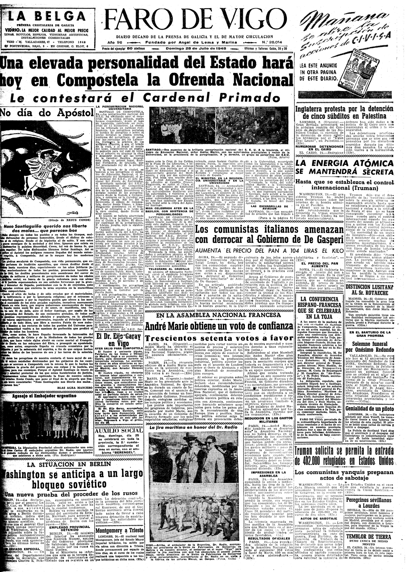 O Día de Galicia a través das portadas de FARO DE VIGO