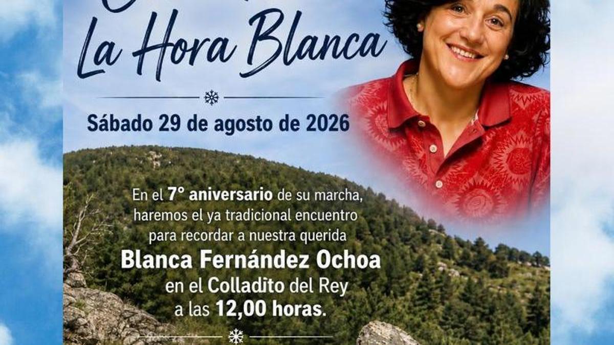 Cartel anunciador del homenaje a Blanca Fernández Ochoa en Cercedilla.