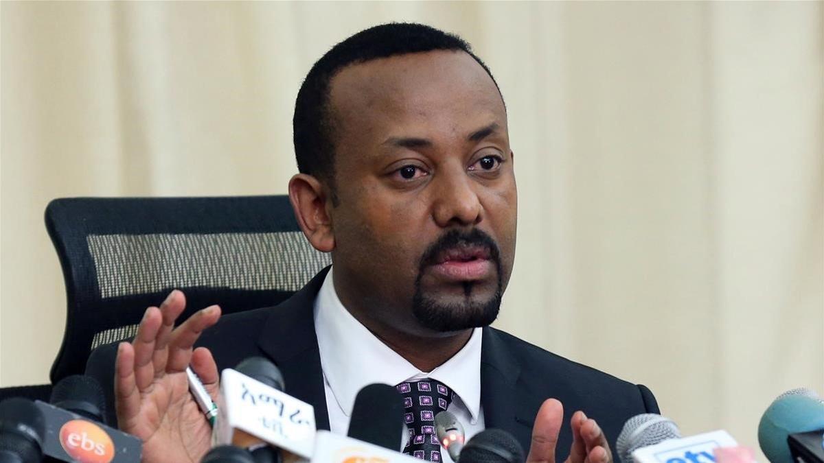 El Primer Ministro Etíope, Abiy Ahmed, en una conferencia en Adis Adeba en agosto.