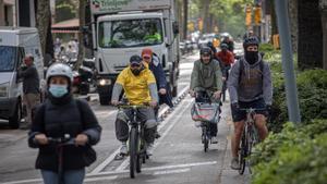 El carril bici de la Diagonal, este miércoles