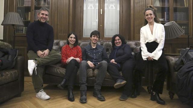 César Esteban Alenda, Celia Rico, José Esteban Alenda, Arantxa Echevarría y Andrea Jaurrieta, en la Academia del Cine Español