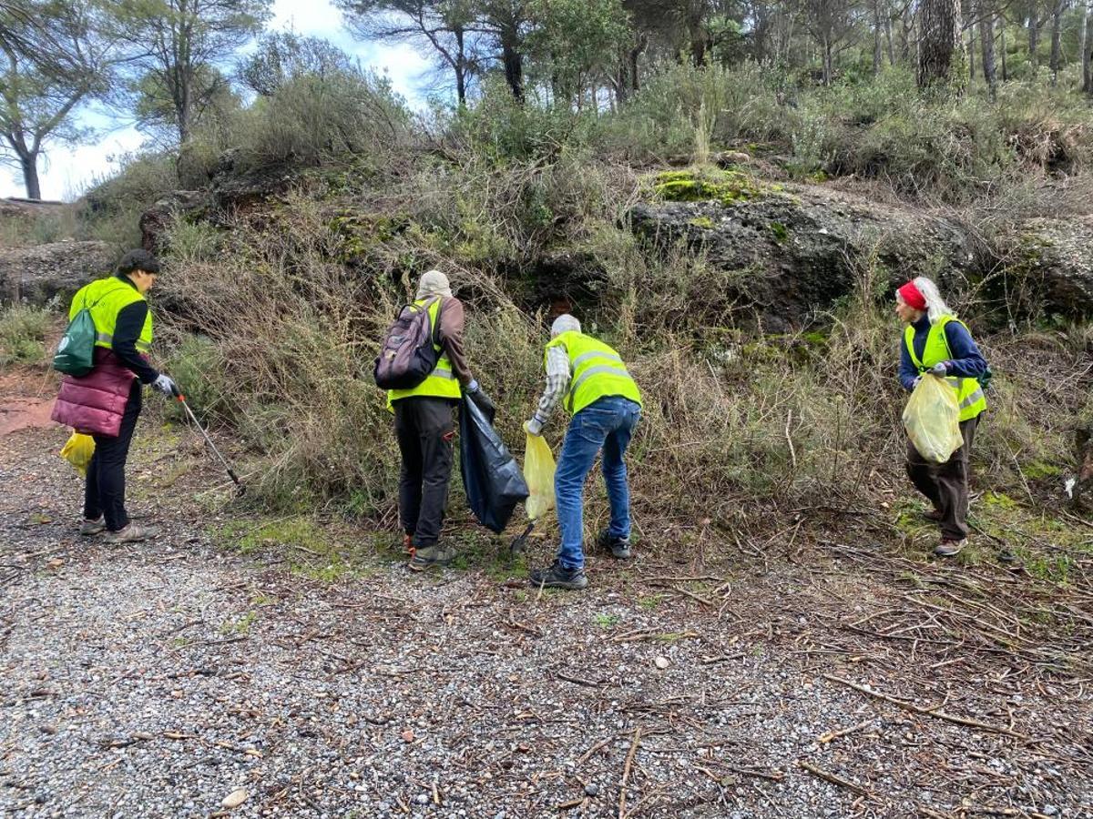 Voluntaris treballant en tasques de neteja al Parc