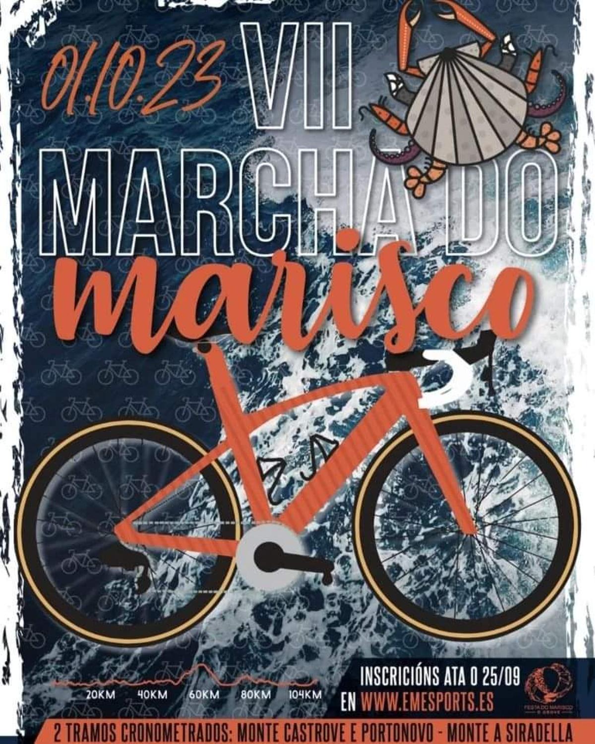 El cartel de la &quot;Marcha Ciclista do Marisco&quot;.