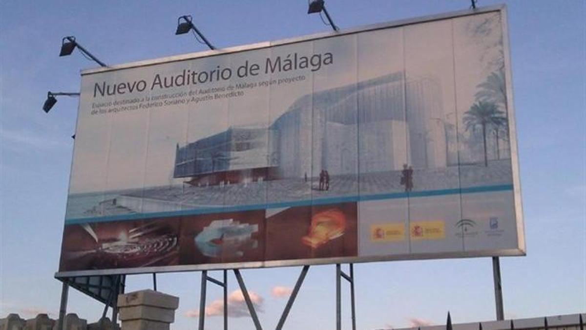 Cartel del auditorio previsto en Málaga.