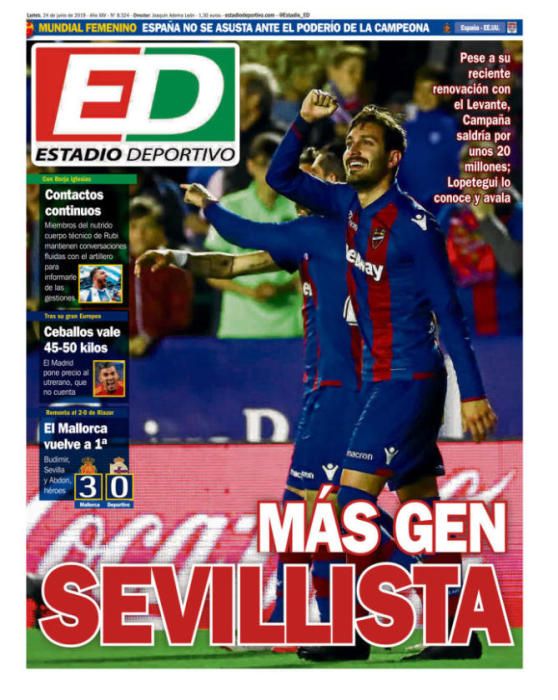 Portada ESTADIO DEPORTIVO lunes 24 de junio 2019