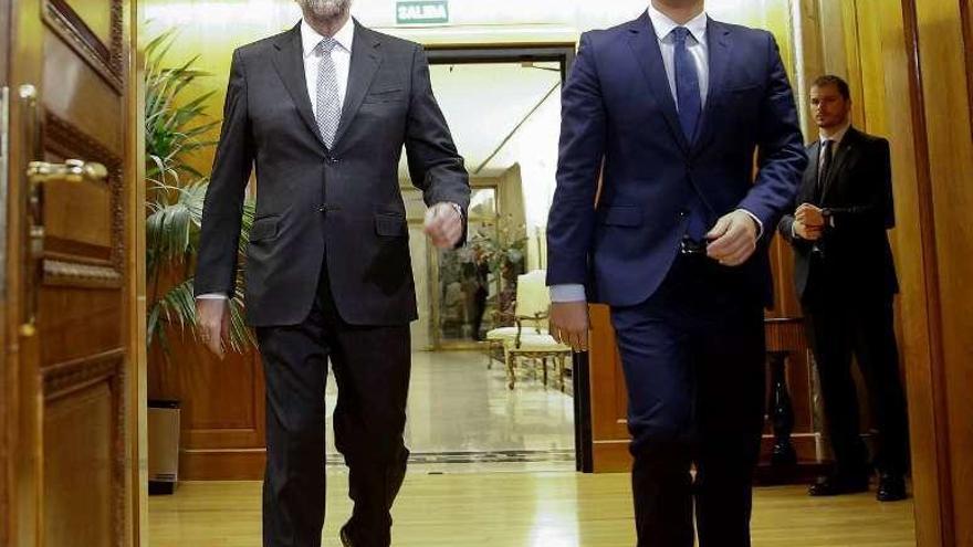 Rajoy y Rivera, en su encuentro de ayer. // Efe