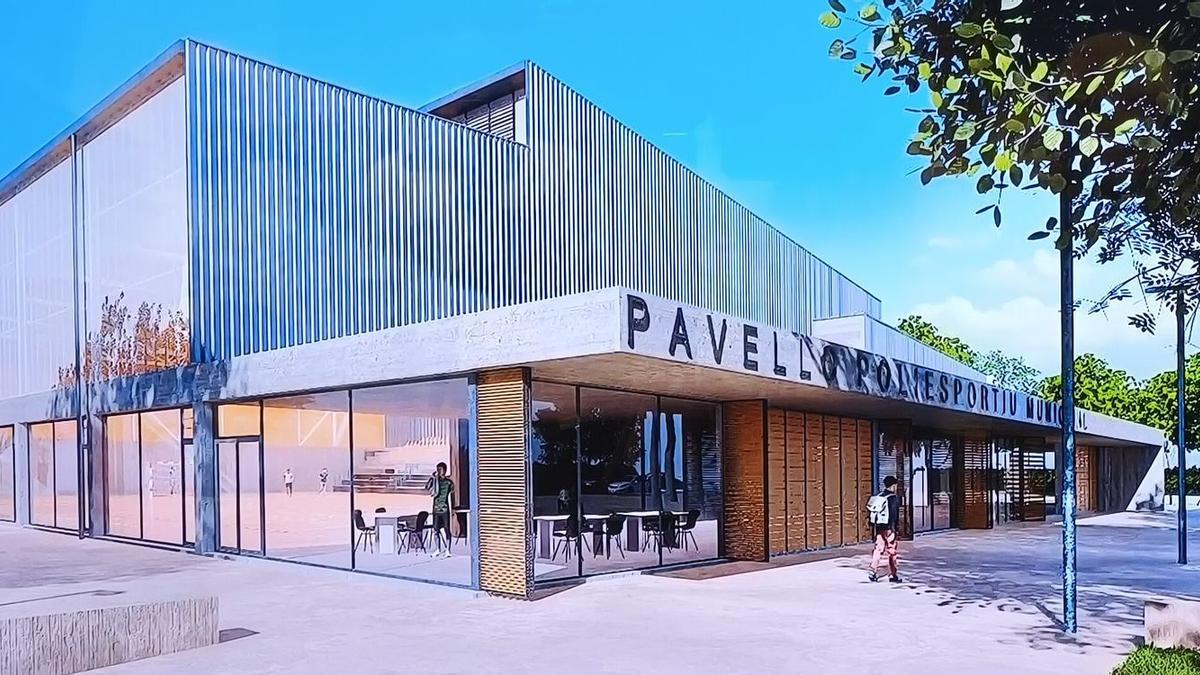 Imagen virtual del futuro pabellón polideportivo de Vinaròs.