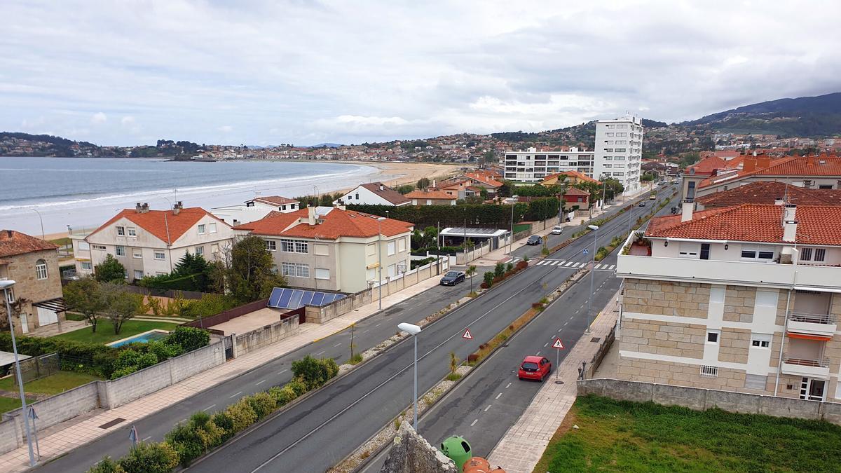 El bulevar de Praia América, en Nigrán, a vista de pájaro.