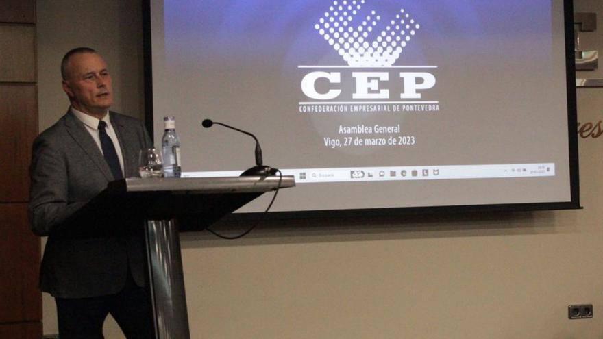 Jorge Cebreiros, ayer, durante la asamblea general de la CEP.