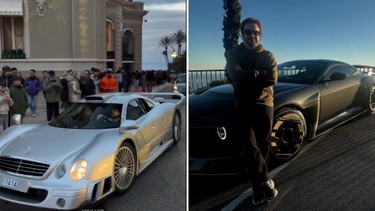 Fernando Alonso con su dos espectaculares coches deportivos