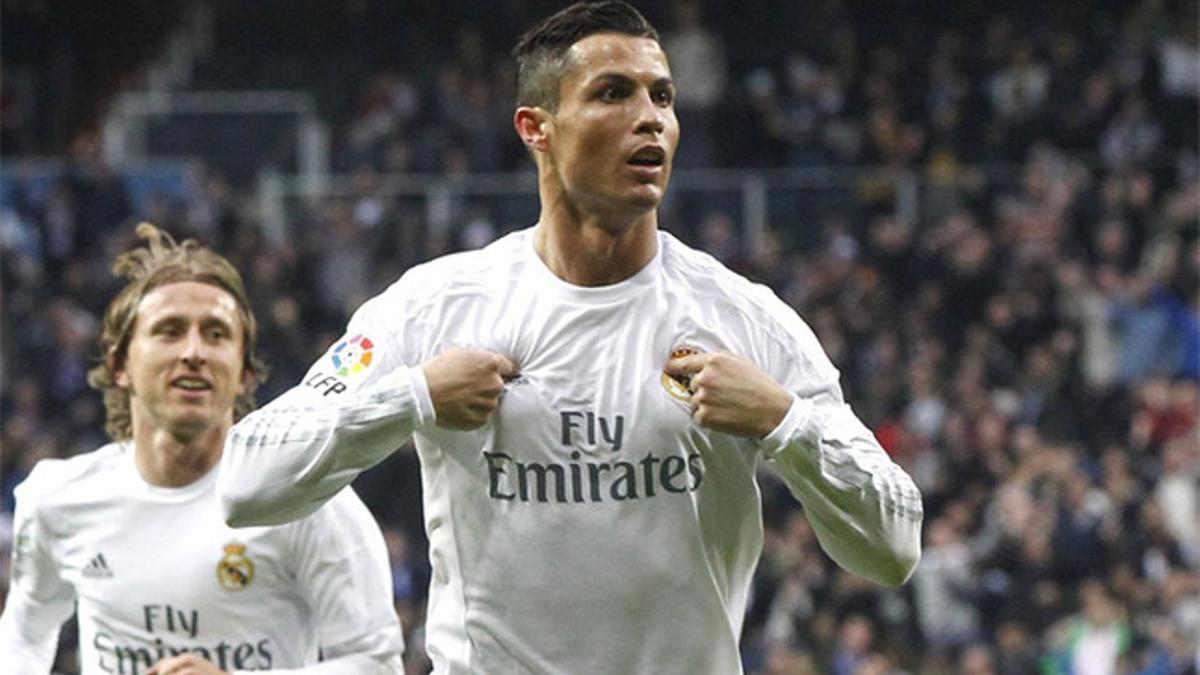 Cristiano celebra su segundo gol a la Real Sociedad