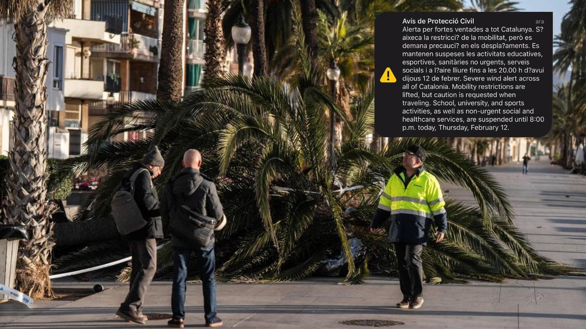 Protección civil envía a la ciudadanía una segunda alerta por precaución, en Catalunya