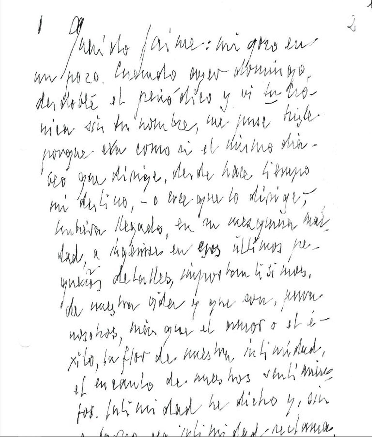Carta de Gil-Albert a Siles en 1971.