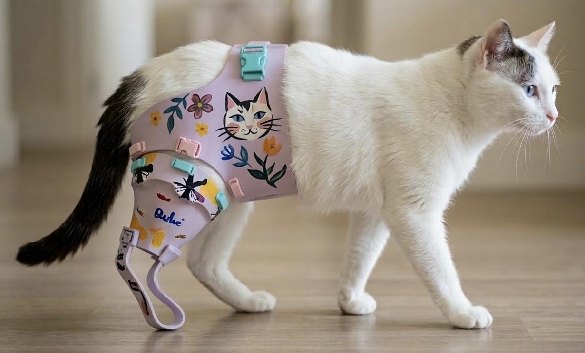 Uno de los gatos a los que Guillermo Gauna-Vivas le ha fabricado una prótesis a medida con impresoras 3D.